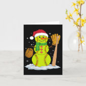 Kerst Sneeuwman Softbal Pitcher Boys Kinder Tiener Kaart (Gele Bloem)