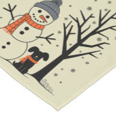 Kerst Sneeuwman Xmas Hond Winter Korte Tafelloper (Hoek)