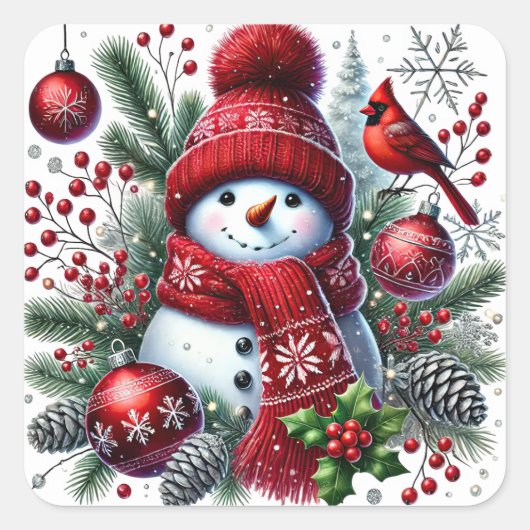 Kerst Sneeuwmensen Stickers (Voorkant)