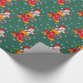 Kerst Sneeuwpop Sneeuwvlokken Snoep Canes Patroon Cadeaupapier (Hoek)