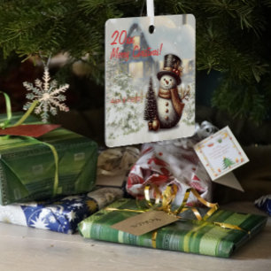 Kerst sneeuwpoppenhuis Metal Square Ornament