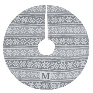Kerst Sneeuwvlok Monogram Grijze Gebreide Trui Kerstboom Rok