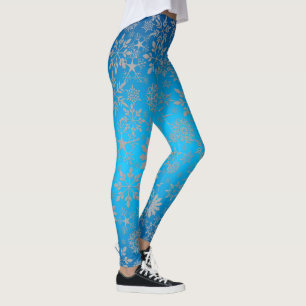 Kerst Sneeuwvlok Patroon Blauwe Leggings