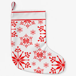 Kerst Sneeuwvlok Stocking in Rood en Wit. Kleine Kerstsok