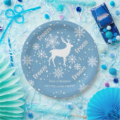 Kerst Sneeuwvlokken blauw Papier Bord (Feest)