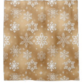 Kerst sneeuwvlokken op goud douchegordijn (Voorkant)