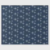 Kerst Sneeuwvlokken Patroon Winter Marine Blauw Cadeaupapier (Vlak)