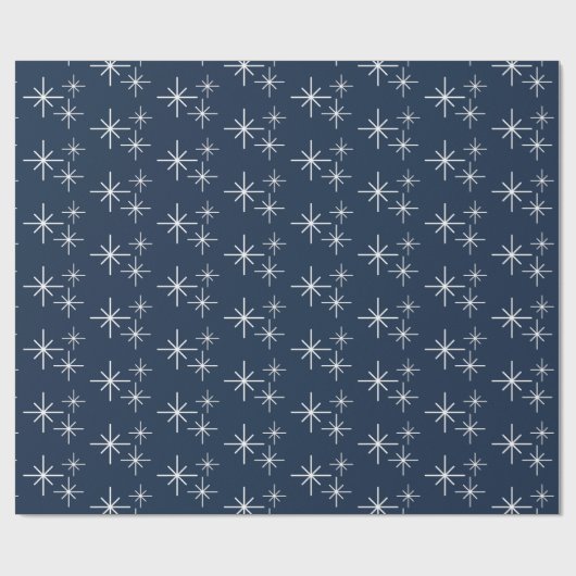Kerst Sneeuwvlokken Patroon Winter Marine Blauw Cadeaupapier (Vlak)