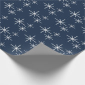 Kerst Sneeuwvlokken Patroon Winter Marine Blauw Cadeaupapier (Hoek)