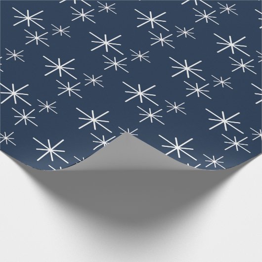 Kerst Sneeuwvlokken Patroon Winter Marine Blauw Cadeaupapier (Hoek)