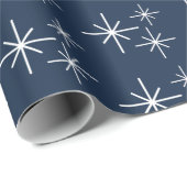 Kerst Sneeuwvlokken Patroon Winter Marine Blauw Cadeaupapier (Rol Hoek)