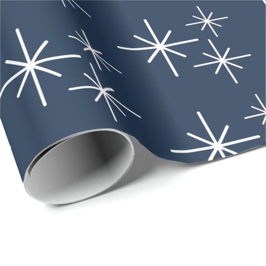 Kerst Sneeuwvlokken Patroon Winter Marine Blauw Cadeaupapier (Rol Hoek)
