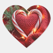 Kerst snoep Cane Hart met Lichten Hart Sticker (Voorkant)