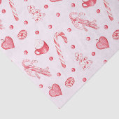 Kerst Snoep en Hot Chocolate Roze Tissuepapier (Detail)