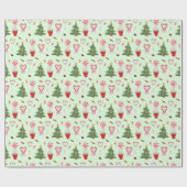 Kerst Snoep Trees Pattern Cadeaupapier (Vlak)