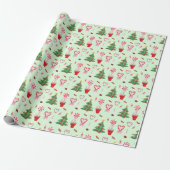 Kerst Snoep Trees Pattern Cadeaupapier (Uitgerold)