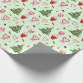 Kerst Snoep Trees Pattern Cadeaupapier (Hoek)