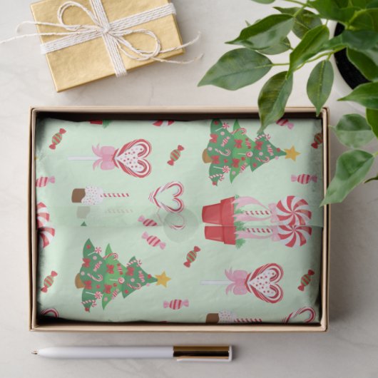 Kerst Snoep Trees Pattern Tissuepapier (Geschenk)