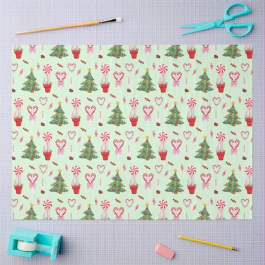 Kerst Snoep Trees Pattern Tissuepapier (Craft)