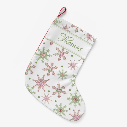 Kerst Snowflake Script gepersonaliseerd Kleine Kerstsok (Voorkant (Hangend))