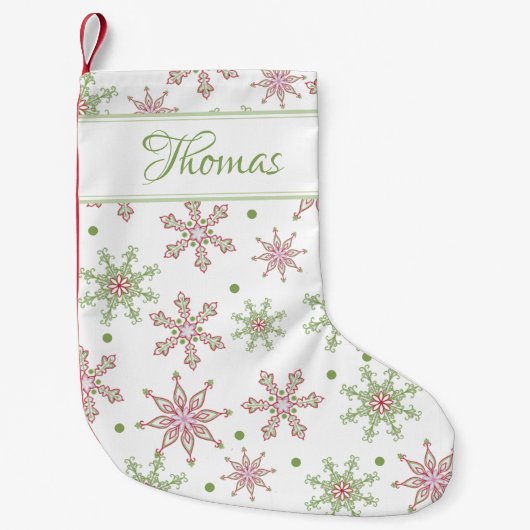 Kerst Snowflake Script gepersonaliseerd Kleine Kerstsok (Voorkant)