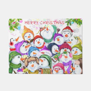 Kerst Snowmans Doormat Deurmat