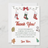 Kerst Sock Verjaardagsfeestje Bedankt Kaart (Voorkant)