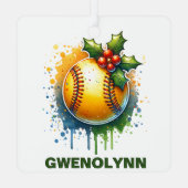 Kerst Softbal Custom Name Metalen Ornament (Achterkant)