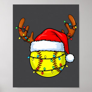 Kerst Softbal Kerstman Santa Srts Hoed Heren Dames Poster