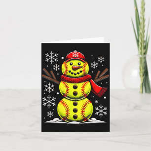 Kerst Softbal Sneeuwman Meisjes, Softbal Kerstmis Kaart