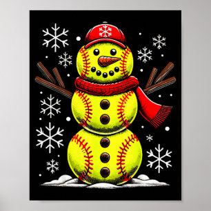 Kerst Softbal Sneeuwman Meisjes, Softbal Kerstmis Poster