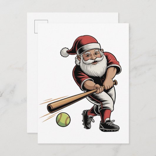 Kerst Softbal spelen Santa Claus Sport Aankondigingskaart (Voorkant / Achterkant)