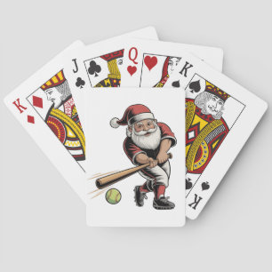 Kerst Softbal spelen Santa Claus Sport Pokerkaarten