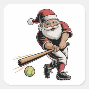 Kerst Softbal Spelen Sinterklaas Sport Vierkante Sticker