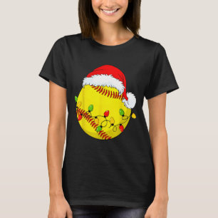 Kerst Softbal Xmas Kerstman Srts Hoed Heren Dames T-shirt