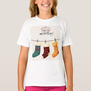 Kerst sokken cadeaus t-shirt