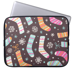 Kerst sokken en sneeuwvlokken: patroon laptop sleeve