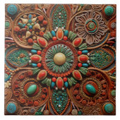 Kerst Spaans Abstract Terracotta Kunst Tegeltje (Voorkant)