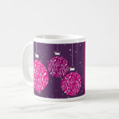 Kerst sparkle bauble roze/paarse vrouw mok (Voorkant links)