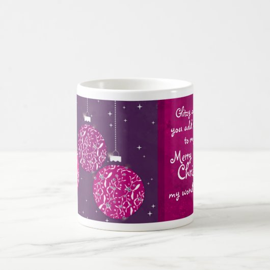 Kerst sparkle bauble roze/paarse vrouw mok (Center)