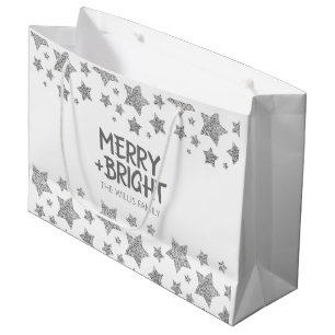 Kerst Sparkle Stars Merry Bright Familienaam Groot Cadeauzakje