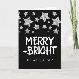 Kerst Sparkle Stars Merry Bright Familienaam Kaart