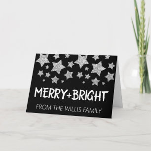 Kerst Sparkle Stars Prettig helder Familienaam Kaart