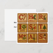 Kerst Speelgoed houten blokken Feestdagenkaart (Voorkant / Achterkant)