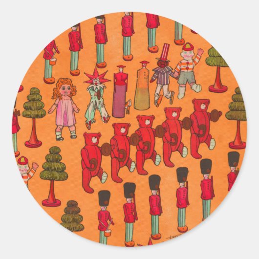 Kerst Speelgoed  Kinderen Spelen Ronde Sticker (Voorkant)