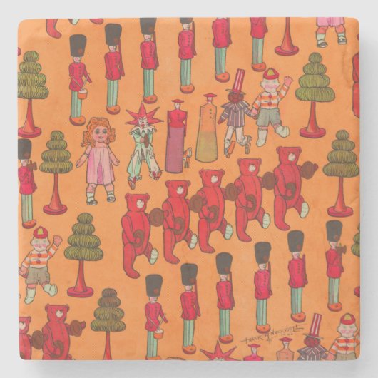 Kerst Speelgoed  Kinderen Spelen Stenen Onderzetter (Voorkant)