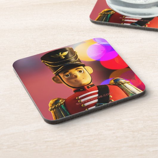 Kerst speelgoed soldaat beeldje SlipperyJoe gay pr Bier Onderzetter (Linkerzijde)