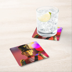 Kerst speelgoed soldaat beeldje SlipperyJoe gay pr Vierkante Kartonnen Onderzetter