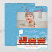 Kerst Speelgoed Trein Foto Vakantie Kaart (Voorkant / Achterkant)