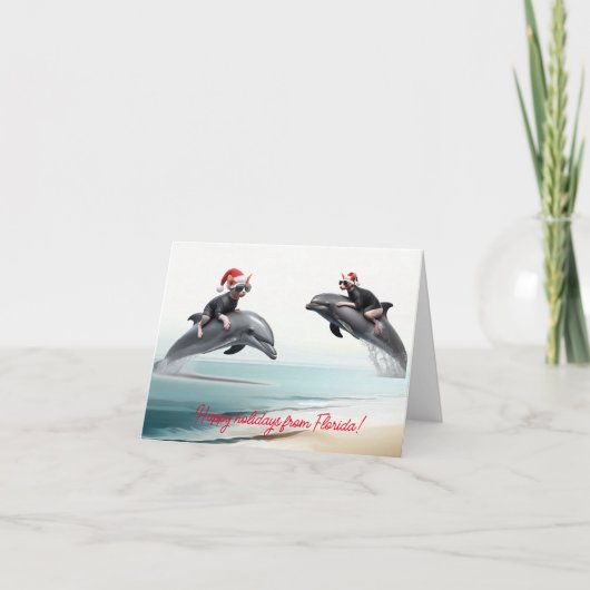 Kerst Sphynx en Dolfijn Kaart (Voorkant)